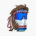 STICKY DUDE Funny Patriotic Mullet Beer 4th of July Vinyl Sticker Decal, 5 Inches - Waterproof Non-Fade Yeti Cup Cooling Box Car Laptop Wall Window Bumper Sticker