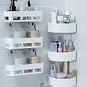 Stiff Pack of 6 Wall Shelves Kitchen Bathroom Shelf Self-Adhesive Sticker Hooks Bathroom Storage Corner Triangle Shelves(3 Bathroom Shelves + 3 Corner Stand White)