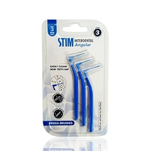 stim interdental angular adult manual brush iso 3 for wide gaps smooth cleaning between teeth dentist recommended made in india blue 3 brushes pack of 1