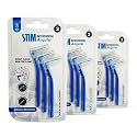 STIM Interdental Angular Manual Adult Brush Iso 3 For Wide Gaps, Smooth Cleaning Between Teeth, Dentist Recommended, Made In India (Blue, 9 Brushes, Pack Of 3)