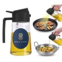 Stir & Story 2-in-1 Oil Sprayer & Dispenser, 500ml Glass Bottle, Spray & Pour for All Cooking Oils, Olive & Mustard Oil, Kitchen & Air Fryer
