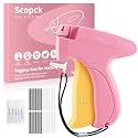 Stitch Gun for Clothes - Handheld Stitch Gun Quick Clothing Fixer - Tagging Gun - Includes 6 Needle, 1000 Black Fasteners &amp; 1000 White Fasteners (Pink/Orange)