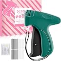 Stitch Gun for Clothes - Handheld Stitch Tag Gun Quick Clothing Fixer - Mini Sewing Kit Micro Tagging Gun - Includes 6 Needle, 1000 Black Fasteners and 1000 White Fasteners (Green-Black)