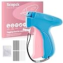Stitch Gun for Clothes - Handheld Stitch Gun Quick Clothing Fixer - Tagging Gun - Includes 6 Needle, 1000 Black Fasteners &amp; 1000 White Fasteners (Pink/Orange)