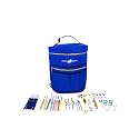 Stitch Happy Designer Crocheting Kit: 52 Piece Crochet Kit for Beginners &amp; 7 Pocket Yarn Bag, Signature Yarn Storage - Cobalt