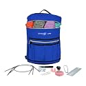 Stitch Happy Designer Knitting Starter Kit: 20 Piece Knitting Kit for Beginners &amp; 7 Pocket Yarn Bag, Signature Yarn Storage (Cobalt)