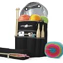 Stitch Happy Knitting Bag (Black): 7 Pocket Yarn Bag, Crochet Bag, Yarn Storage, or Crochet Storage
