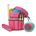 Stitch Happy Knitting Bag (Fuchsia): 7 Pocket Yarn Storage, Crochet Storage