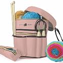 Stitch Happy Knitting Bag (Tan): 7 Pocket Yarn Bag, Crochet Bag for Yarn Storage or Crochet Storage