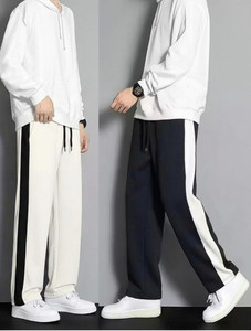 STITCHCOUNTER Solid Striped Men White Black Track
