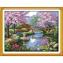 Stitchmelody Stamped Cross Stitch Kits,11CT Printed Pattern Embroidery Set, Needlework Kit DMC Threads (14CT Stamped/Pre-Printed kit,the Beautiful Park)
