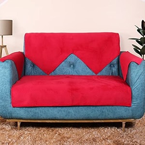 stitchnest 1 seater quilted velvet sofa cover protector beige