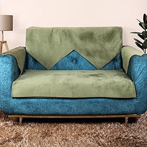 stitchnest 1 seater quilted velvet sofa cover protector beige