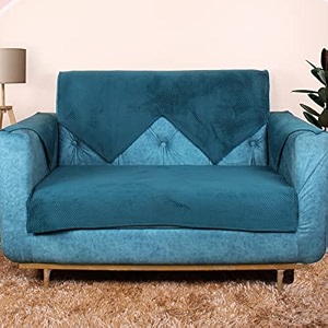 amazon brand  umi 1 seater quilted velvet sofa cover protector castleton green
