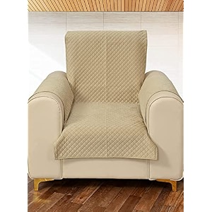 stitchnest 1 seater quilted velvet sofa cover protector beige