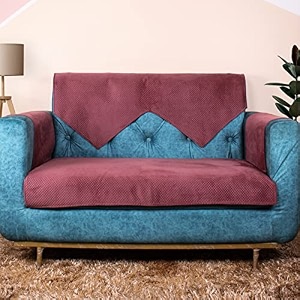 stitchnest 1 seater quilted velvet sofa cover protector peach