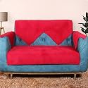STITCHNEST 1 Seater Quilted Velvet Sofa Cover Protector, Beige