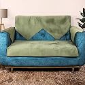 STITCHNEST 1 Seater Quilted Velvet Sofa Cover Protector, Beige