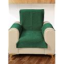 STITCHNEST 1 Seater Quilted Velvet Sofa Cover Protector, Green d02