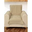 STITCHNEST 1 Seater Quilted Velvet Sofa Cover Protector, Beige
