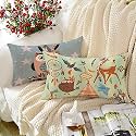 STITCHNEST 'Owl Theme' Printed Polycotton Cushion Covers | Decorative Rectangular Throw Pillow Cases for Sofa, Living Room &amp; Bedroom | Set of 2 (12 x 18 Inches)