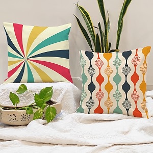 stitchnest 39rainbow colors39 printed polycotton cushion covers  decorative square throw pillow cases for sofa living room amp bedroom  set of 2 24 x 24 inches