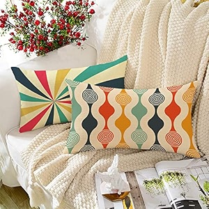 stitchnest 39rainbow colors39 printed polycotton cushion covers  decorative rectangular throw pillow cases for sofa living room amp bedroom  set of 2 12 x 18 inches
