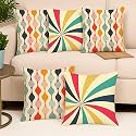 STITCHNEST 'Rainbow Colors' Printed Polycotton Cushion Covers | Decorative Square Throw Pillow Cases for Sofa, Living Room &amp; Bedroom | Set of 5 (18 x 18 Inches)