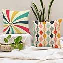 STITCHNEST 'Rainbow Colors' Printed Polycotton Cushion Covers | Decorative Square Throw Pillow Cases for Sofa, Living Room &amp; Bedroom | Set of 2 (24 x 24 Inches)