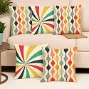 STITCHNEST 'Rainbow Colors' Printed Polycotton Cushion Covers | Decorative Square Throw Pillow Cases for Sofa, Living Room &amp; Bedroom | Set of 5 (24 x 24 Inches)