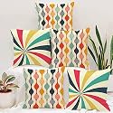 STITCHNEST 'Rainbow Colors' Printed Polycotton Cushion Covers | Decorative Square Throw Pillow Cases for Sofa, Living Room &amp; Bedroom | Set of 5 (16 x 16 Inches)
