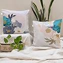 STITCHNEST 'Sapphire Bloom' Printed Polycotton Cushion Cover | Decorative Square Throw Pillow Cases for Sofa, Living Room &amp; Bedroom | Set of 2 (24 x 24 Inches)