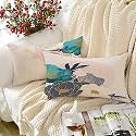 STITCHNEST 'Sapphire Bloom' Printed Polycotton Cushion Cover | Decorative Rectangular Throw Pillow Cases for Sofa, Living Room &amp; Bedroom | Set of 2 (12 x 18 Inches)