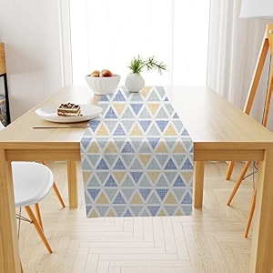 stitchnest abstract printed poly cotton 4 seater table runner and bed runner  13 x 60 inches 