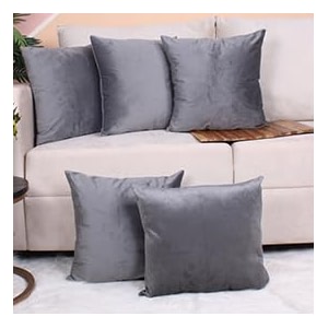 stitchnest set of 2 polycotton cushion covers  yellow amp grey botanical and geometric mix  24x24 inches  modern cushion covers for sofa amp living room decor