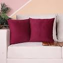 STITCHNEST Both Side Holland Velvet Cushion Cover Set of 2 (16 x 16 Inches)