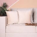 STITCHNEST Set of 2 Polycotton Cushion Covers – Yellow &amp; Grey Botanical and Geometric Mix – 24x24 Inches – Modern Cushion Covers for Sofa &amp; Living Room Decor