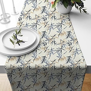 stitchnest dry leaves printed poly cotton table runner and bed runner 13 x 60
