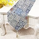 STITCHNEST Ethnic Box Printed Poly Cotton Table Runner and Bed Runner (13 x 60 Inches, with Tassel)