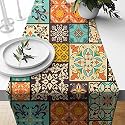 STITCHNEST™ Poly Cotton Ethnic Circus Digitally Printed 4 Seater Table Runner and Bed Runner, 13 x 60 Inches