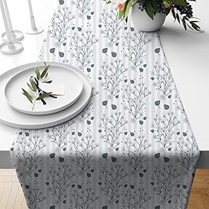 stitchnest floral dendrite printed poly cotton table runner and bed runner 13 x 60