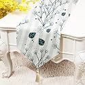 STITCHNEST Floral Dendrite Printed Poly Cotton Table Runner and Bed Runner (13 x 72 Inches with Tassel)