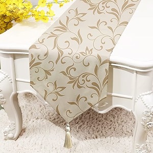 stitchnest foliote printed poly cotton 6 seater table runner and bed runner  13 x 72 inches 