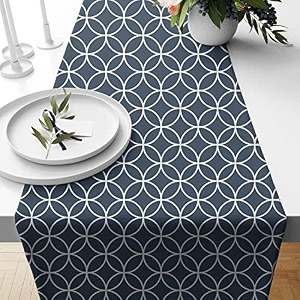 stitchnest interlocked circles printed poly cotton table runner and bed runner  13 x 72 inches