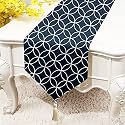 STITCHNEST Interlocked Circles Printed Poly Cotton Table Runner and Bed Runner ( 13 x 60 Inches with Tassel )