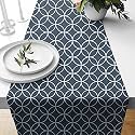 STITCHNEST Interlocked Circles Printed Poly Cotton Table Runner and Bed Runner ( 13 x 60 Inches)