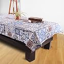 STITCHNEST Tile Printed Poly-Cotton Center Table Cover – Vibrant Blue &amp; Maroon Rectangle Tablecloth for Coffee &amp; Centre Table – Durable, Washable, Fade-Resistant Fabric – 40 X 60 Inches