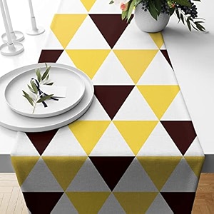 stitchnest triangle digital printed 6 seater table runner and bed runner 13 x 72 inches