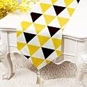 STITCHNEST Triangle Printed Poly Cotton Table Runner and Bed Runner ( 13 x 72 Inches with Tassel )