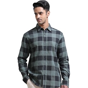 StitchX Mens Brushed Cotton Buffalo Checkered Shirt-S-2XL